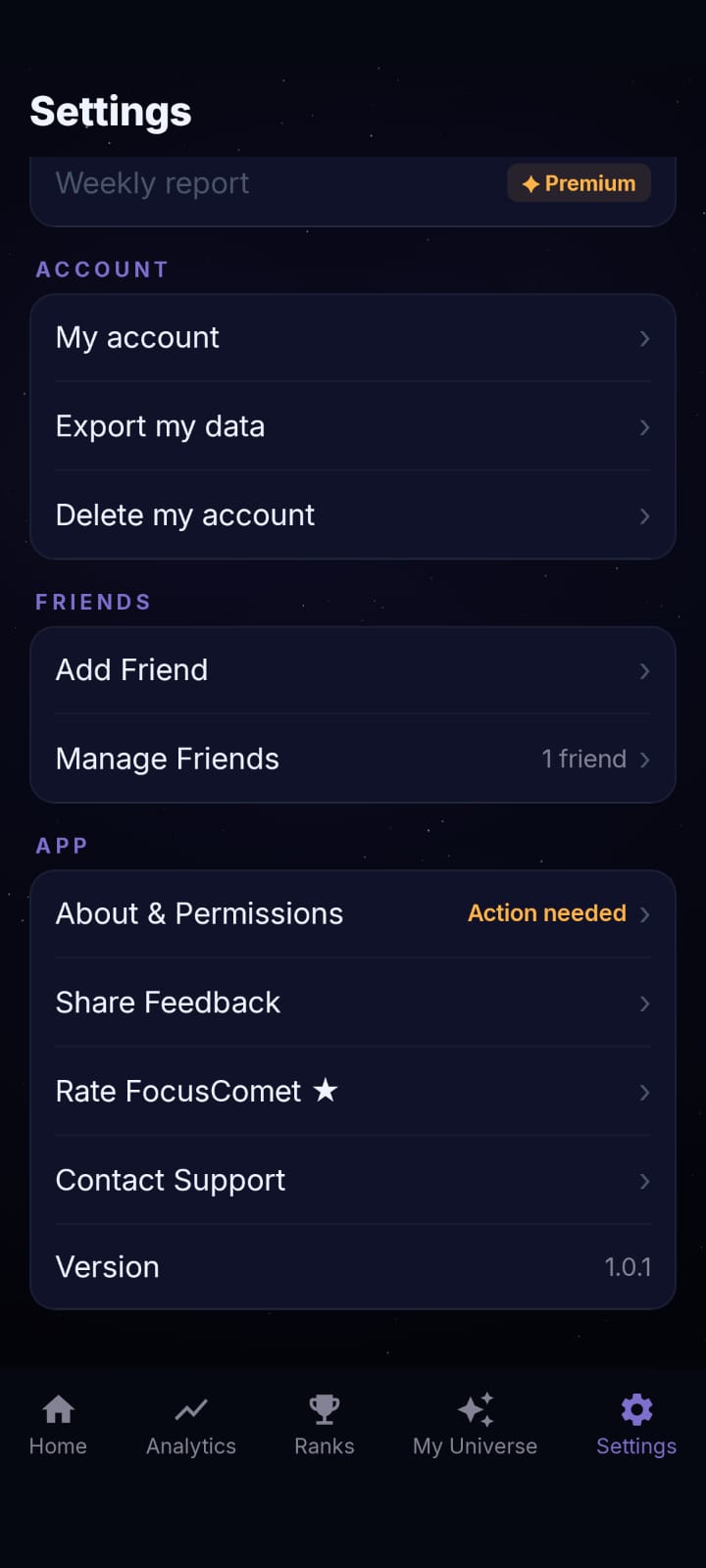 Settings Screen